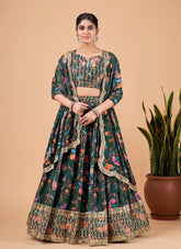 Graceful Looking Partywear Lehenga Choli in Green Colour